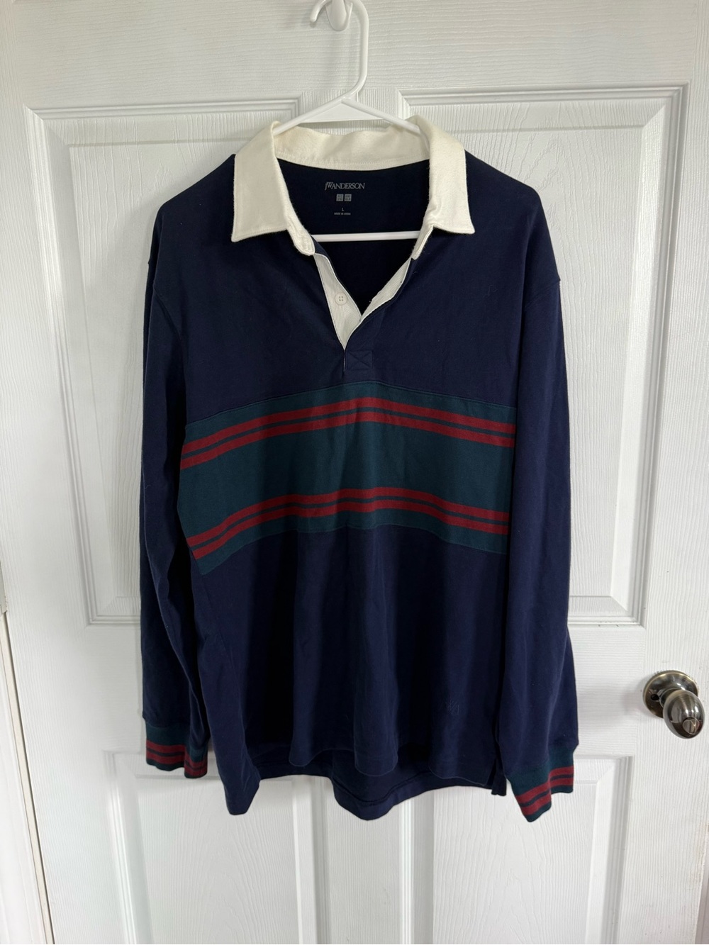 JW Anderson x Uniqlo Men’s Large Rugby Shirt Navy Stripe Preppy Unisex Heritage